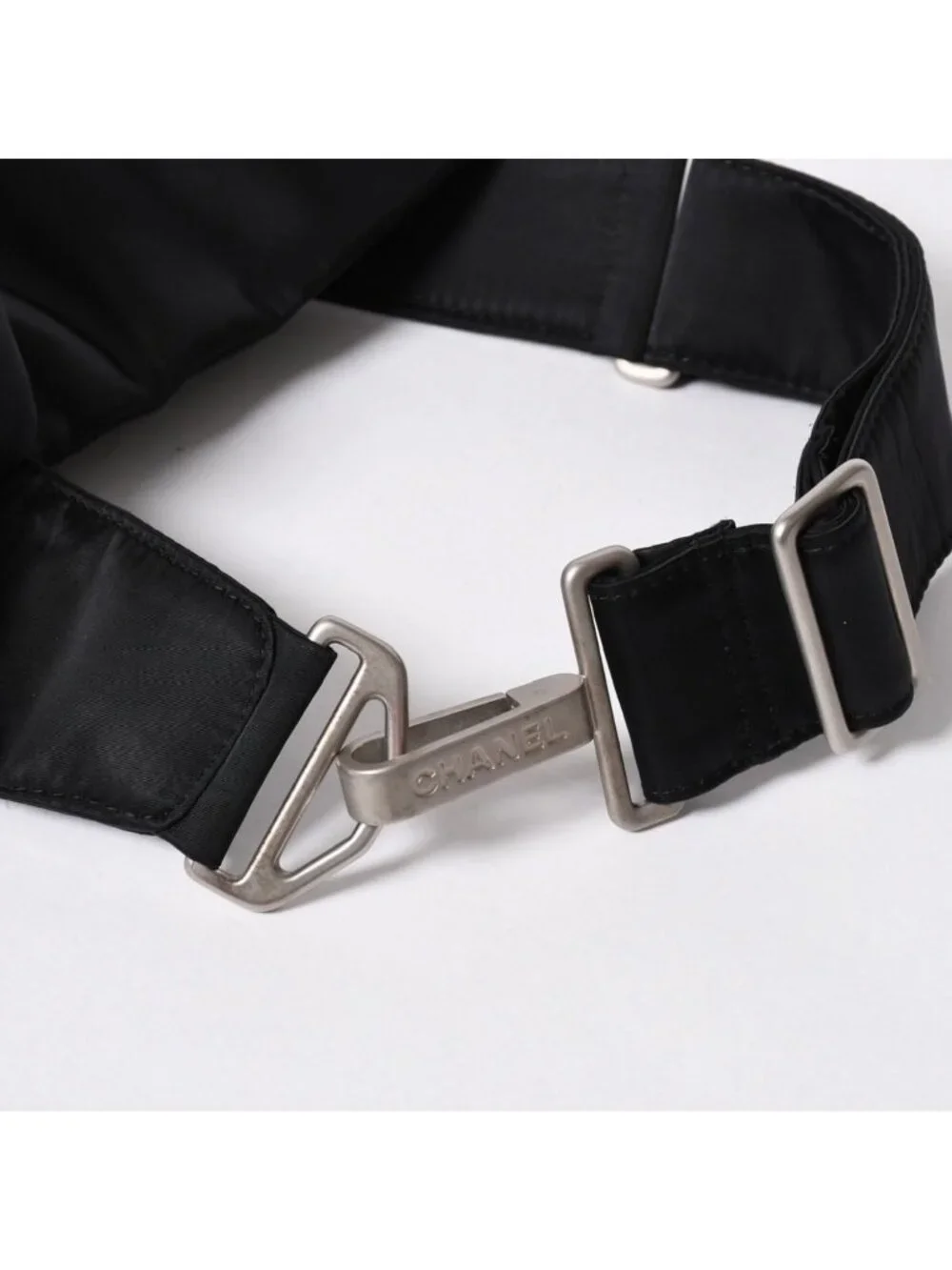 Chanel Sports Line Waist Bag CC Logo Nylon Black Matte Silver
